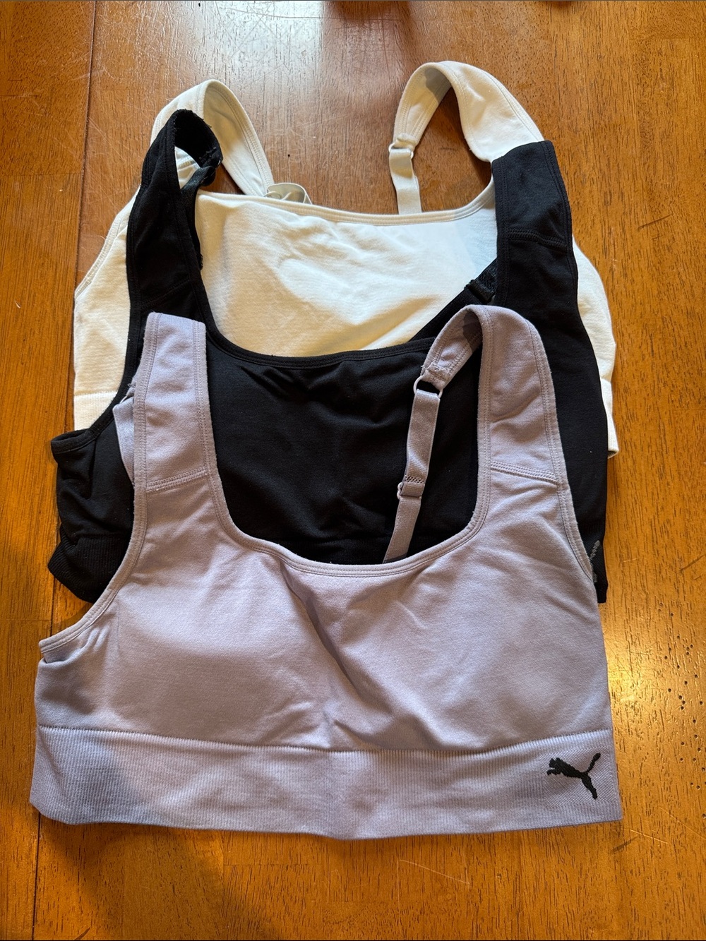 Puma Women's Seamless Sports Bralettes - Lavender, Black, White (3-Pack)